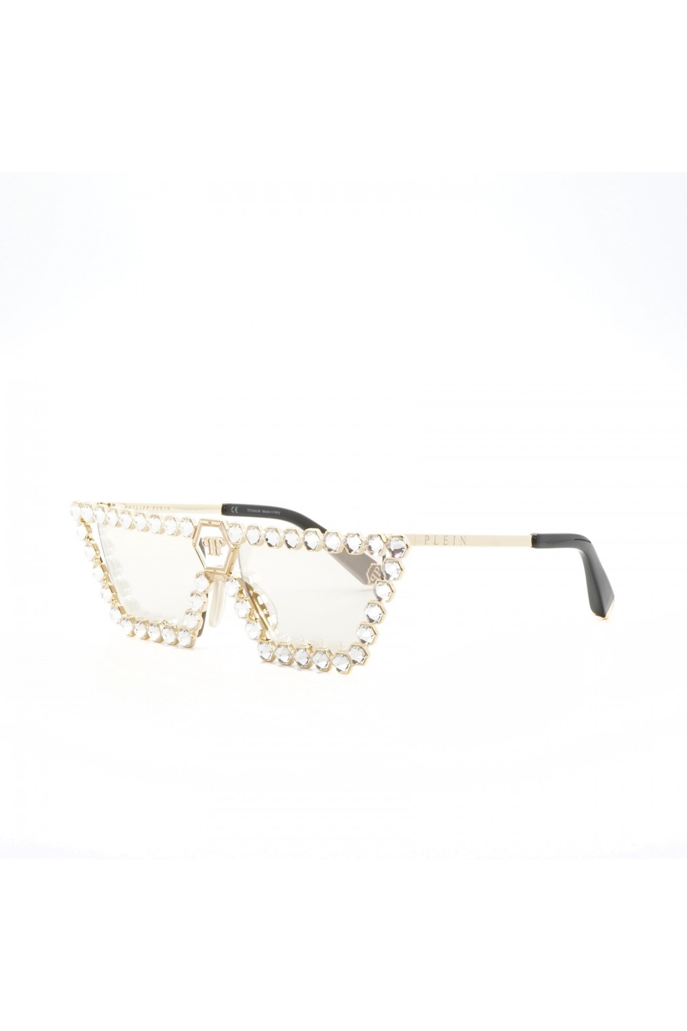 Philipp Plein - Occhiali da sole in titanio rettangolari per donna oro -