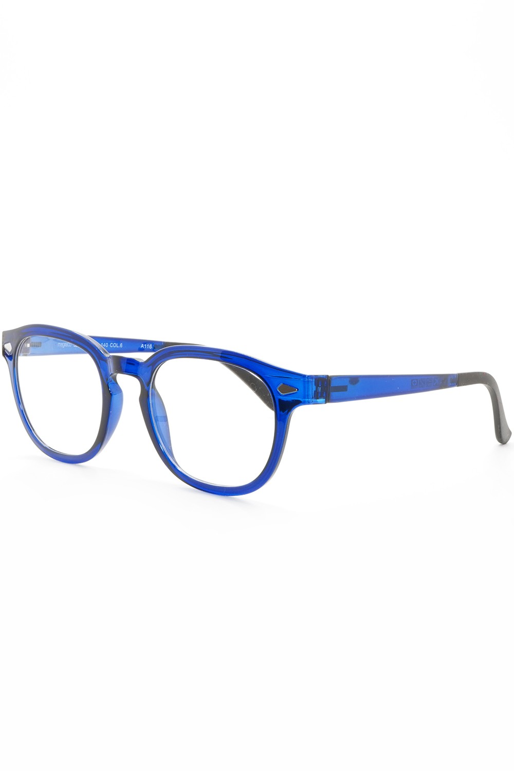 TF Occhiali - Occhiali da vista in plastica con clip solare tondi unisex blu -