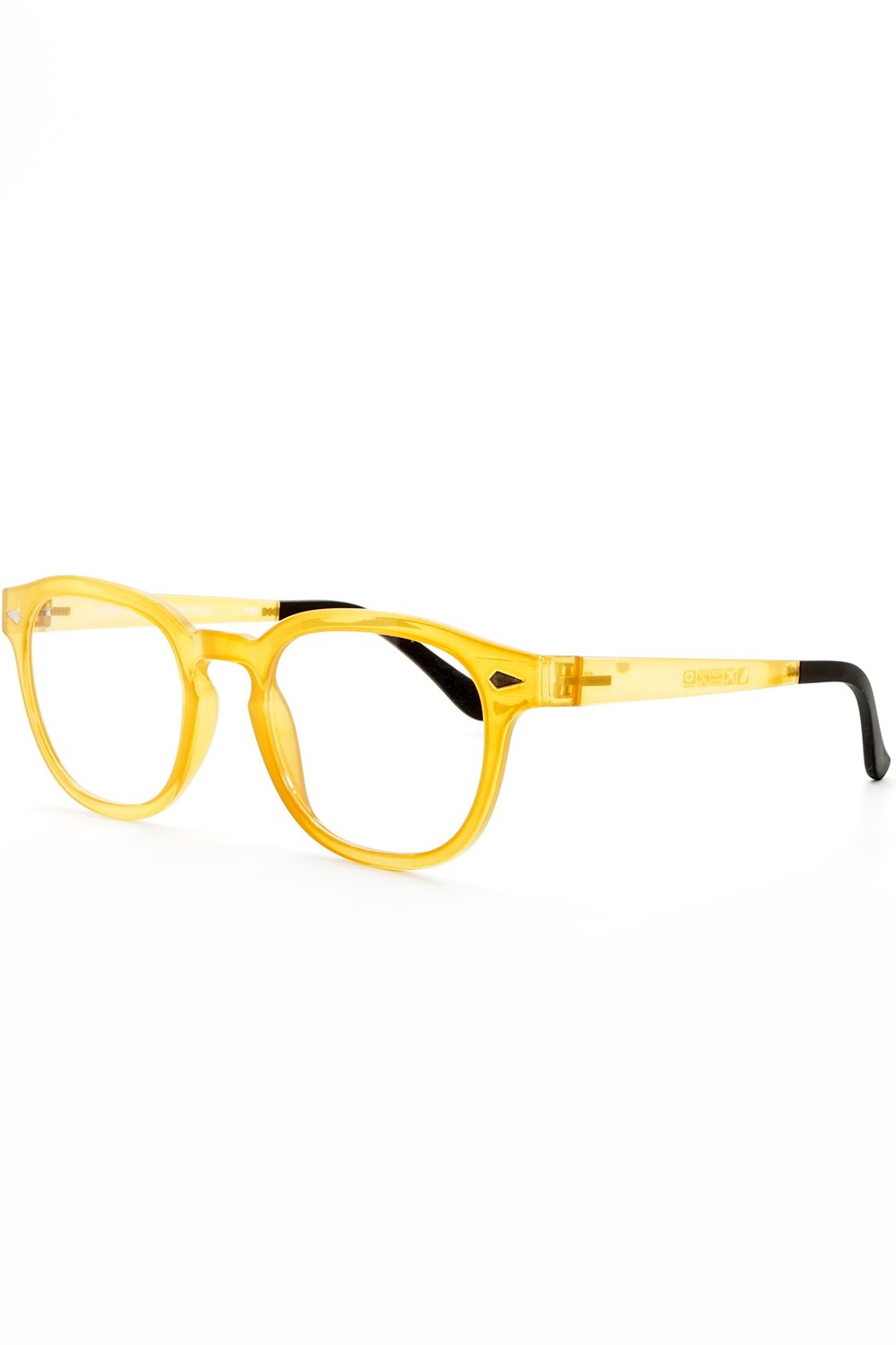 TF Occhiali - Occhiali da vista in plastica con clip solare tondi unisex giallo