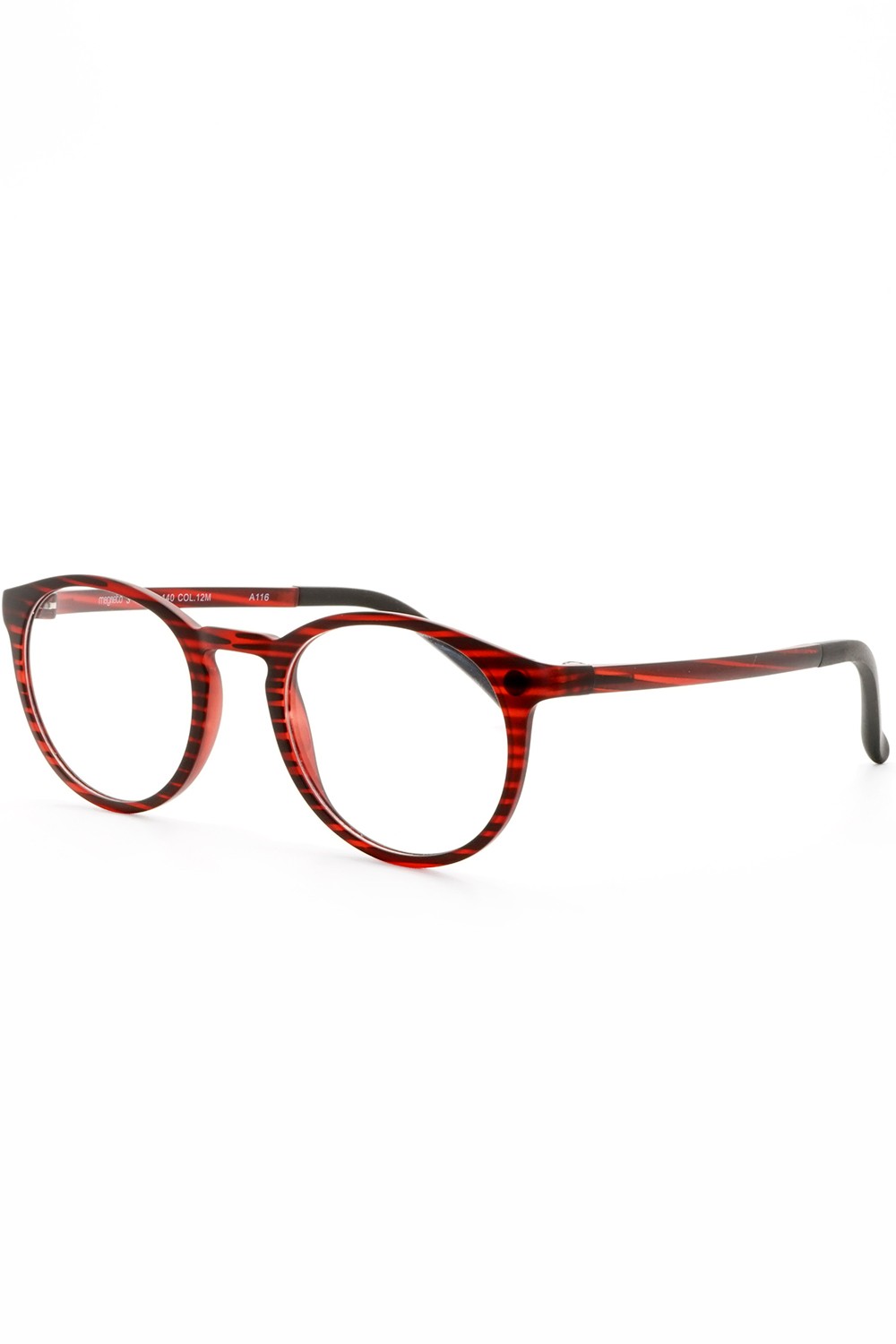 TF Occhiali - Occhiali da vista in plastica con clip solare tondi unisex rosso