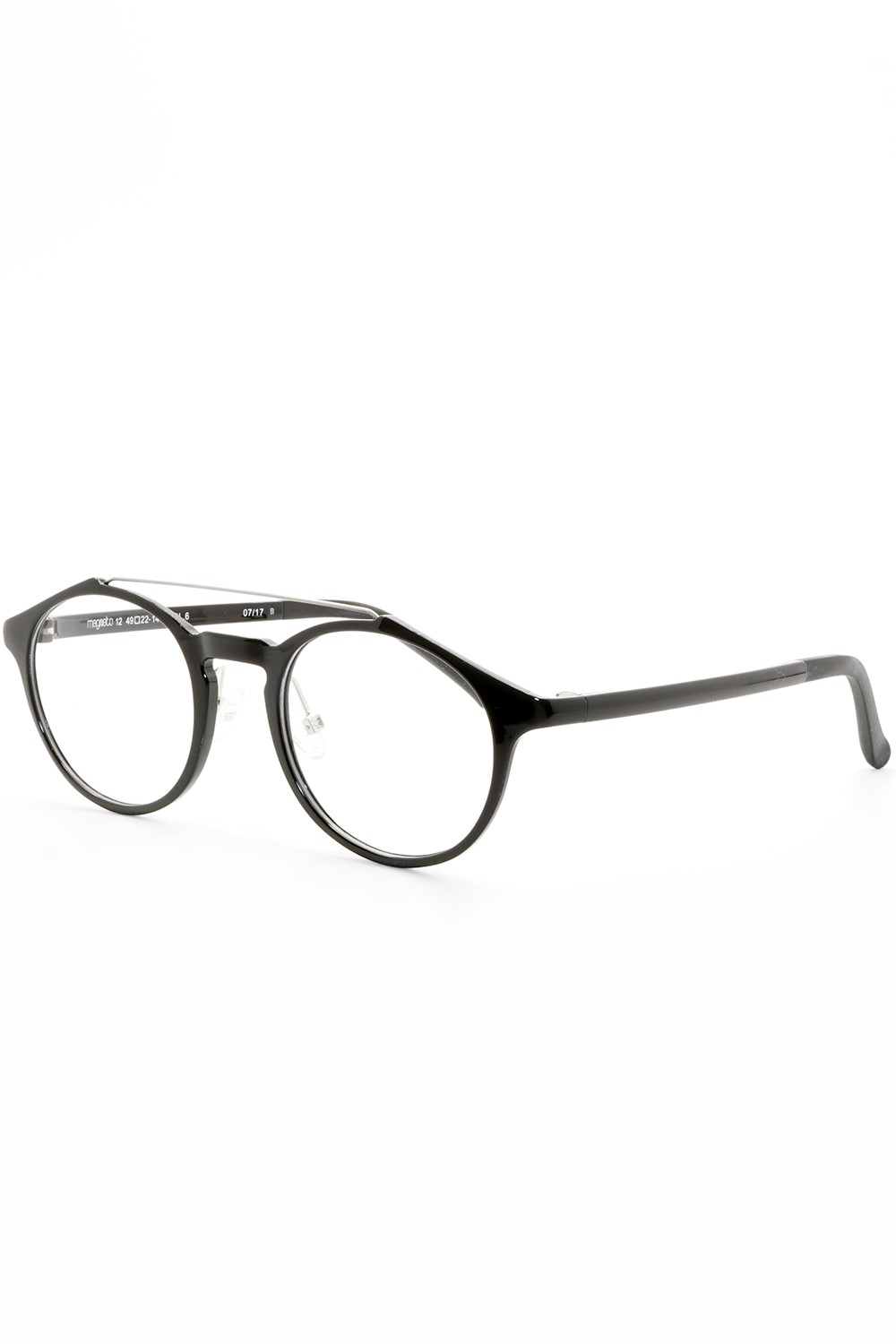 TF Occhiali - Occhiali da vista in plastica con clip solare tondi unisex nero -