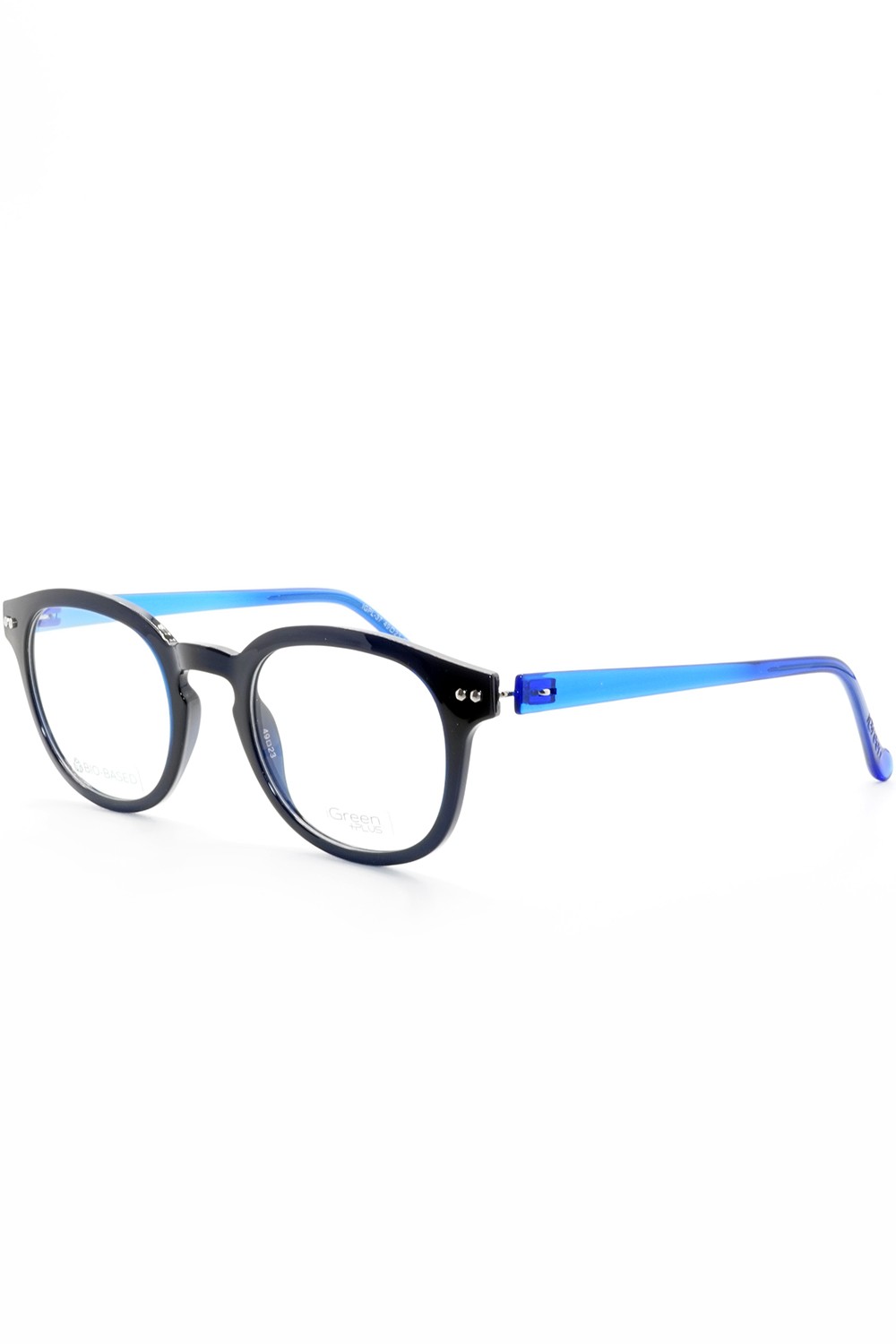 iGreen - Occhiali da vista in celluloide tondi unisex con clip solare blu -