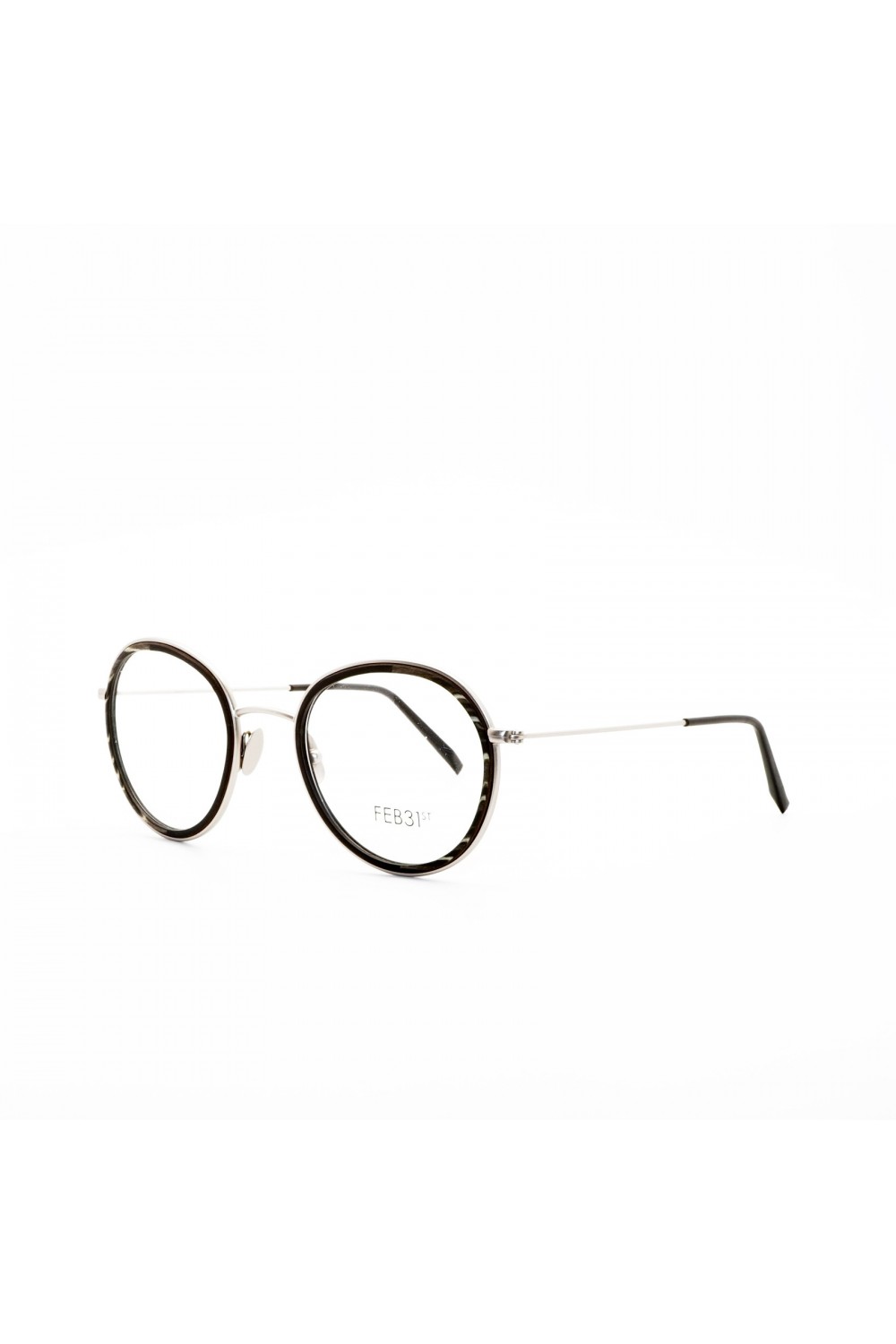 Feb 31st - Occhiali da vista in legno tondi unisex nero, silver - CRI